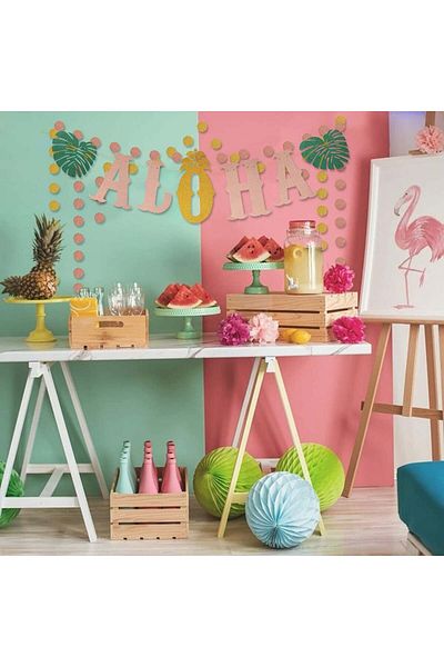 LOPOTIN Hawaii Lopotin party decoration set, 4 pieces, paper, multicolor, 190 cm