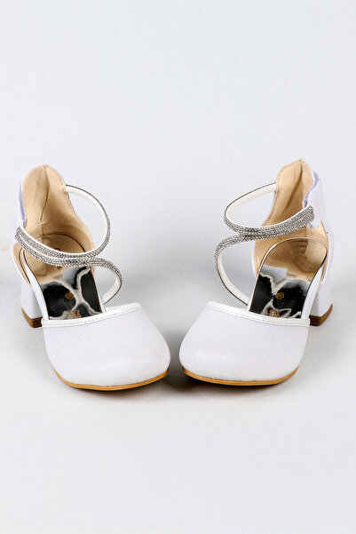 NeSe Shoes حذاء بناتي بكعب عالٍ - فيلكرو للكاحل، سهل الارتداء - حجر الراين، ح...