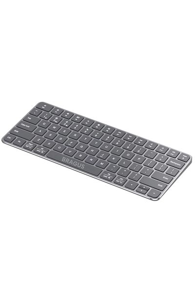 BRAGUS Wireless keyboard, rechargeable, Bluetooth 5.1, USB, 500mAh, aluminum, All Devices, Gray