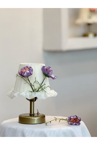 Maison Avf İpek Gelincik Mor Kablosuz Pilli Masa Lambası - Eskitme Gold