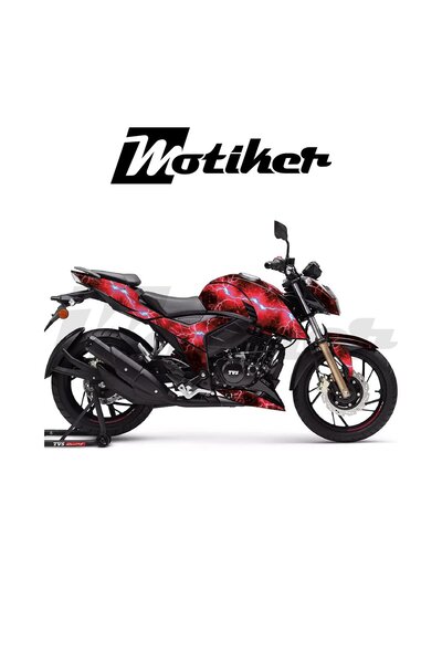 Motiker APACHE RTR 200 Kaplama Sticker Etiket Modeli Lightning Desen Kırmızı
