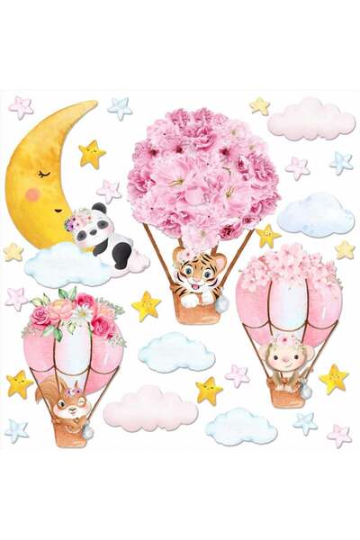 Bdecoll Σετ 3 φύλλων αυτοκόλλητων τοίχου Bdecoll, βινύλιο, floral μοτίβο, πολ...