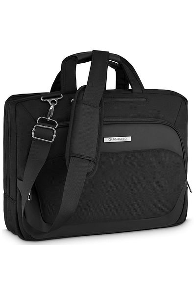 zagatto Black laptop briefcase 15.6", waterproof, thick foam padding, 2 compartments, ZG651