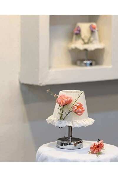 Maison Avf İpek Gelincik Somon Kablosuz Pilli Masa Lambası - Gümüş