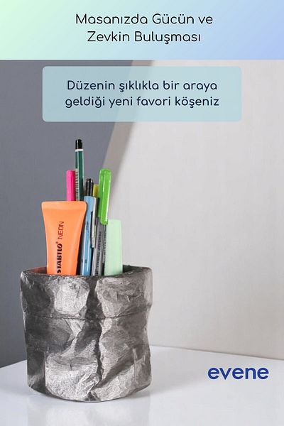 Evene Θήκη για στυλό Επιτραπέζια θήκη για στυλό Organizer Θήκη για στυλό Ασημί Αντίκα Χρώμα Μοντέλο 80
