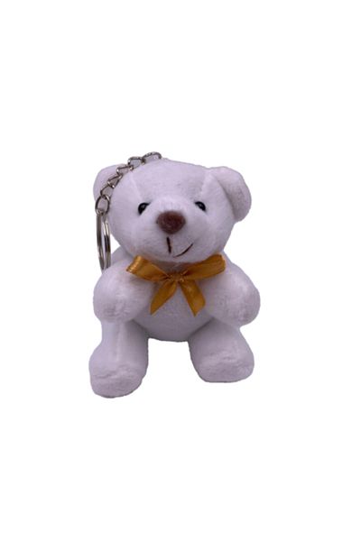 dalimag Keychain Plush Bear with Bow Tie, White, 10 cm, Dalimag