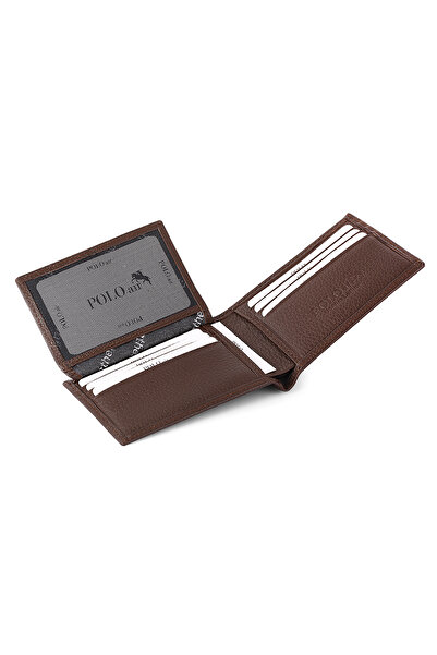 Polo Air Men's Groom Set 100% Genuine Leather Wallet Card Holder Belt Keychain Combination Brown Color H-Dm-8002-K