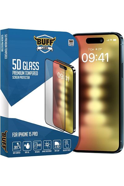 Mena Rise واقي شاشة زجاجي 5D متوافق مع هاتف iPhone 15 Pro من Diyar-ıFırsatShop، BF5P5D، شفاف 1017157