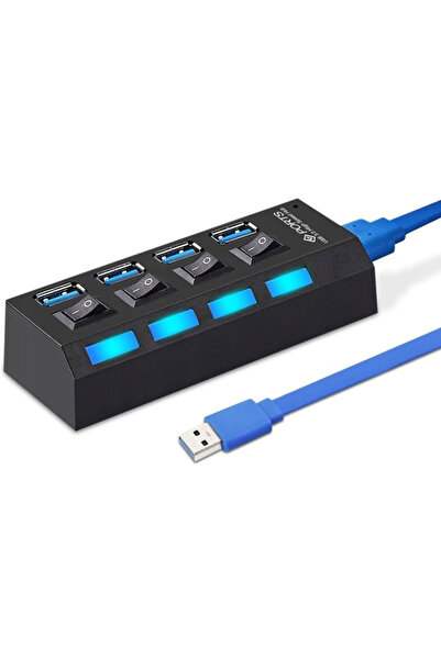 Dms Adaptor de alimentare cu hub de rețea multi-USB 2.0, expansor cu 4 porturi cu comutator pentru accesorii PC