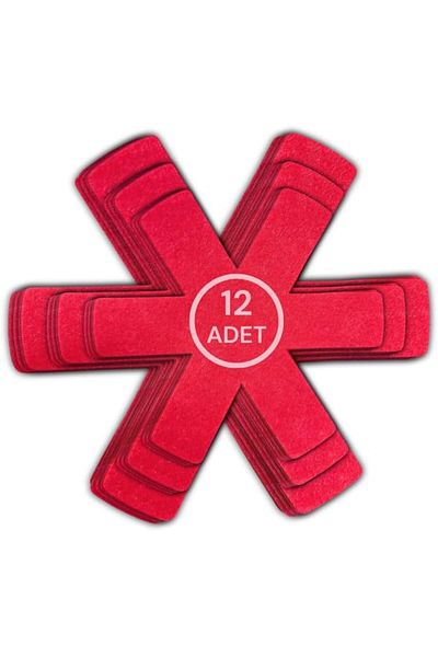 Mena Rise Şirinshop Set of 12 Pots and Pans Protector Borcam Anti-Scratch Felt Organizer Red 1108107