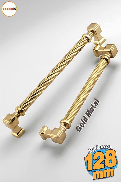 Badem10 Burma Gold Mâner metalic din aur 128 mm Sertar de mobilier Dulap de bucătărie Dulap Mâner modern pentru capac