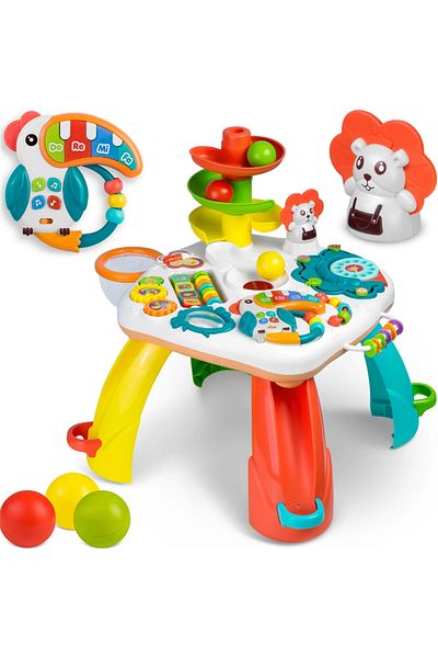 ideal STORE idealSTORE 2in1 Play Table and Board, Interactive and Educational, Multi-Game, Music and Lights, Toboggan