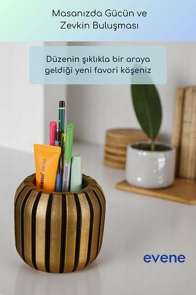 Evene Θήκη για στυλό Επιτραπέζια θήκη για στυλό Organizer Θήκη για στυλό Χρυσό Αντίκα Χρώμα Μοντέλο 79