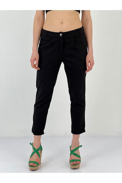 Miss Poem Women's Button Detailed Black Trousers