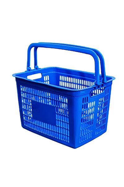 BASURRAH Blue Plastic Basket with Handles – Durable Multi-Use Storage Bin for Home & Office
