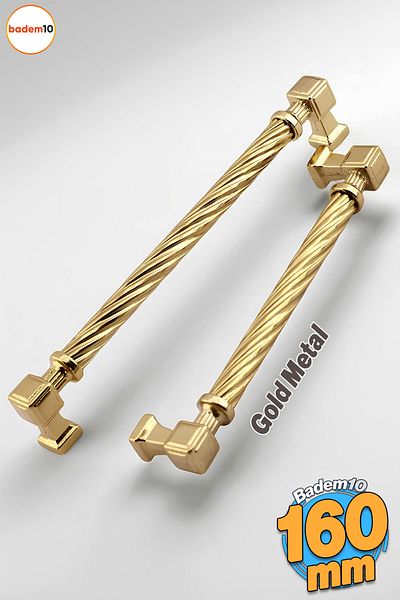 Badem10 Burma Gold Mâner metalic din aur 160 mm Sertar de mobilier Dulap de bucătărie Mâner de ușă modern