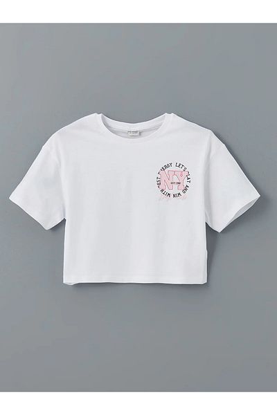 LC Waikiki Crew Neck Girl's Crop T-Shirt Pack of 2