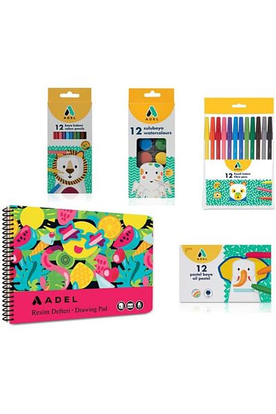 Mena Rise Şirinshop 4-Piece Painting Set + Painting Notebook25X35 1108107