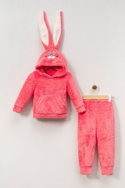 Teddy Pie Cute Rabbit Pattern Hooded Children's Bottom Top Set