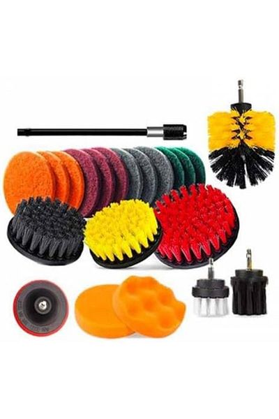 Mena Rise Şirinshop Mobile 22 Pieces Drill Brushes for Cleaning Seats, Walls, Bathtubs, Multi