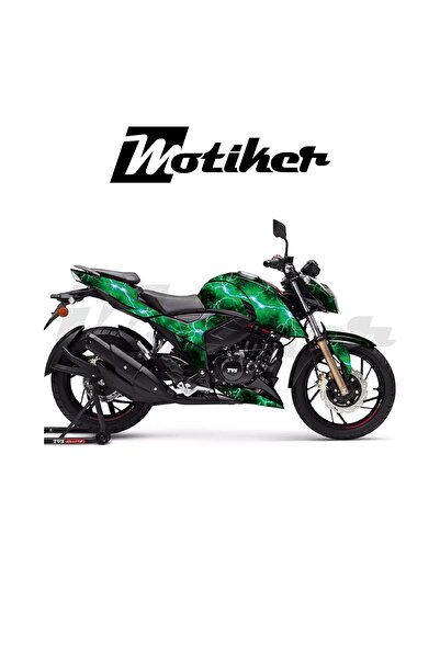 Motiker APACHE RTR 200 Kaplama Sticker Etiket Modeli Lightning Desen Yeşil