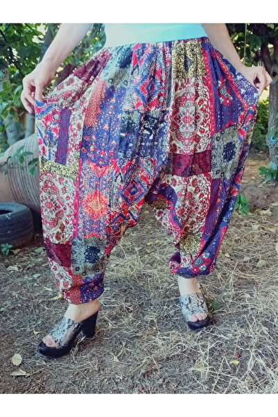 hoaryage Viscose Press Fabric Floral Patterned Shalwar with Pockets 100% Cotton Size 38 up to 100 kg with Elastic Legs