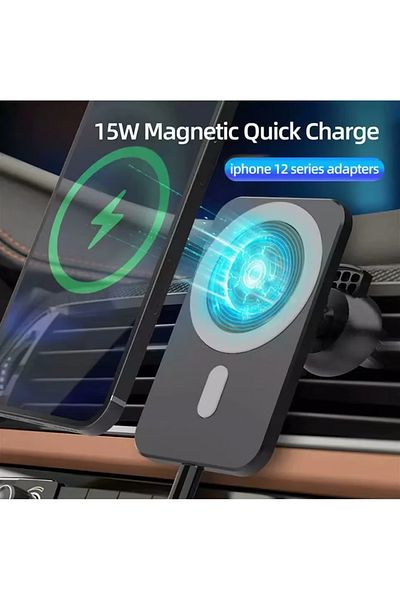 TYBO Incarcator auto wireless, MagSafe, compatibil cu modelele Iphone, 15 W Quick Charge, Negru