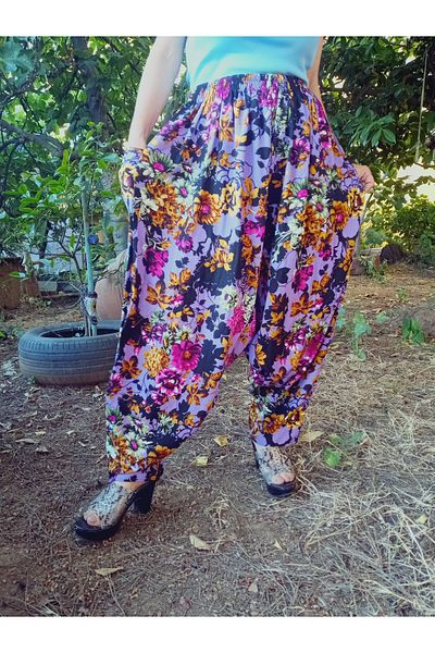 hoaryage Viscose Print Fabric Floral Print Baggy with Pockets 100% Cotton