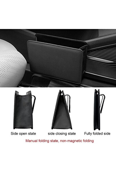 ET-LIFE سلة مهملات السيارة، حامل منظم للقمامة مصنوع من الجلد للسيارة مع كيس قمامة واحد، لون أسود