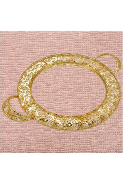 BASURRAH Medium round golden mirror serving tray