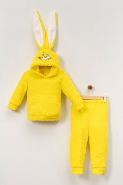 Teddy Pie Cute Rabbit Pattern Hooded Children's Bottom Top Set