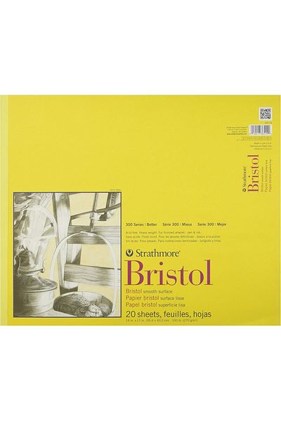 Mena Rise Şirinshop 300 Series Bristol Paper Pad, Smooth, Tape Binding, 14X17 Inch, 20 Sheets (100 Lb/