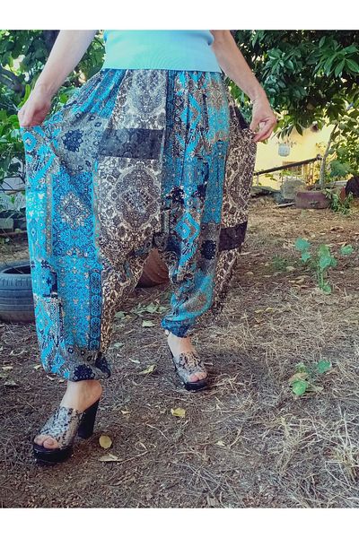 hoaryage Viscose Press Fabric Floral Patterned Shalwar with Pockets 100% Cotton Size 38 up to 100 kg with Elastic Legs