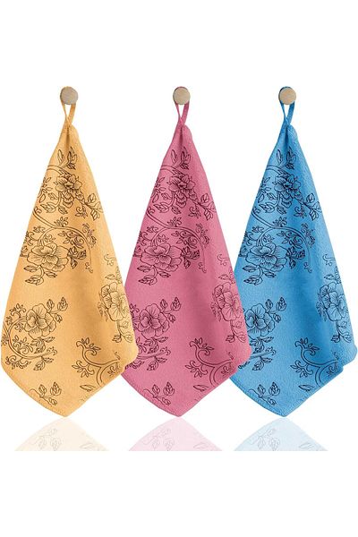 Mena Rise Şirinshop Quality Patterned Velvet Kitchen Cloth |   Stain-Proof-No Odor X3 Pieces 30X40Cm 1108107