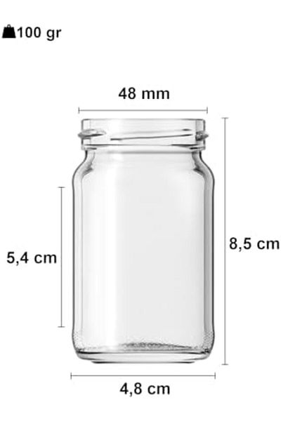 Mena Rise Şirinshop 105 ml Different Size Jars 105 Cc Canned Glass Jars with Metal Lid 6 Pieces (Chef