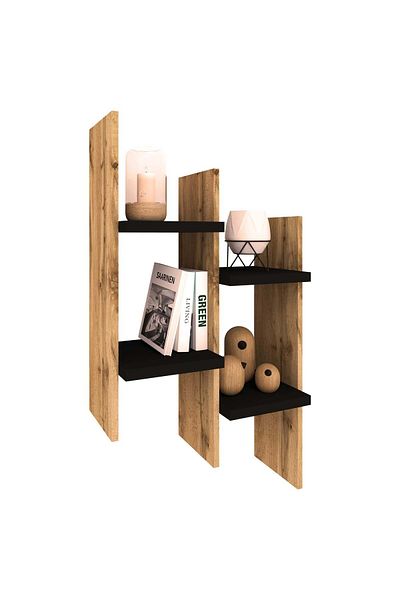 haaus.ro haaus Zira shelf, Wotan Oak/Black, 25 mm chipboard, 55 x 25 x 98 cm