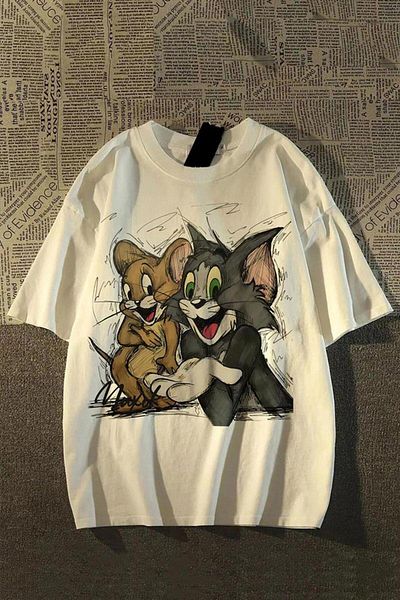Köstebek Beige Tom and Jerry Cartoons Y2K Unisex T-Shirt