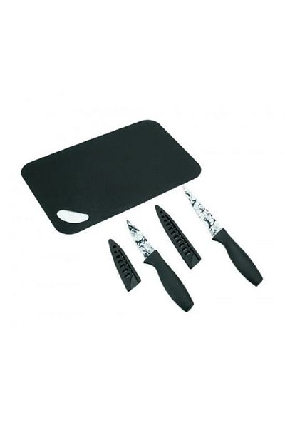 BASURRAH Knife set with black cutting board