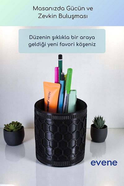 Evene Suport pentru stilou Suport pentru stilou de birou Organizator Suport pentru stilou Culoare neagra Model 81