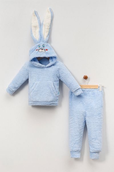 Teddy Pie Cute Rabbit Pattern Hooded Children's Bottom Top Set