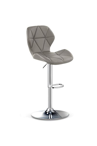 Quasar & Co. Bar Stool, Adjustable Height, 360° Rotating, Footrest, Shell Seat, Eco-Leather, Gray