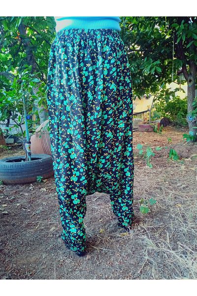 hoaryage Adana Shalwar Viscose Press Fabric, Authentic Bohemian Patterned Shalwar with Pockets 100% Cotton