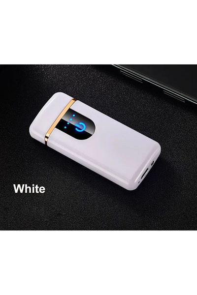 MBrands Brichetă electronică și pe gaz HIBRIDĂ, Arc dublu, aprindere tactilă, încărcare USB, Alb mat