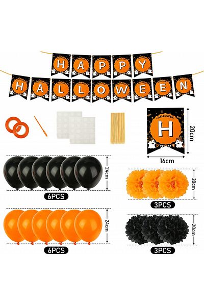 Koogel Halloween decoration set, 40 pieces, latex/cardboard, multicolor