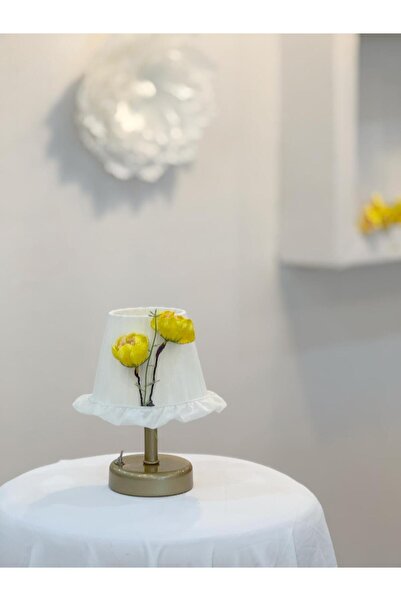 Maison Avf İpek Gelincik Sarı Kablosuz Pilli Masa Lambası - Eskitme Gold