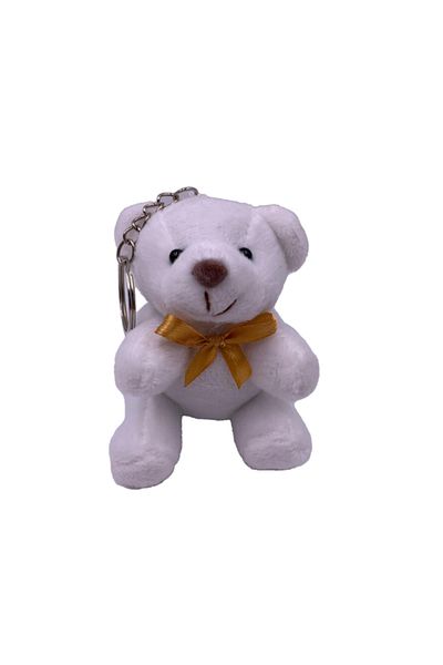 dalimag Keychain Plush Bear with Bow Tie, White, 10 cm, Dalimag