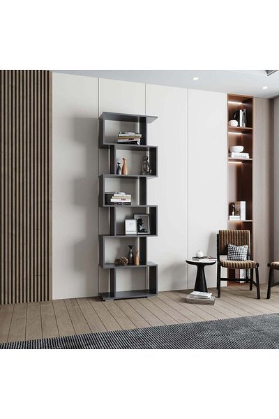 haaus.ro haaus Tokyo Shelving Unit, 6 Drawers, Anthracite, 60 x 24 x 196 cm