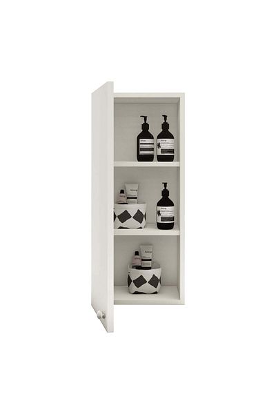 haaus.ro Corp Baie Zaria, Suspendat, 1 Usa, Alb lucios/Alb, MDF, L 30 x l 22 x H 72 cm