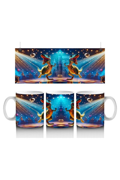 Wisdom Rain كوب على شكل ديناصور راقص تحت كرة ديسكو يحب الأطفال الحليب