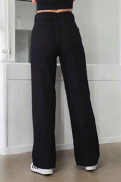 Livik Bethany Young Girl Black High Waist Elastane Blended Unlined Wide Leg Jeans